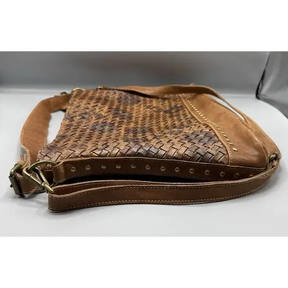 Sundance Floral Woven Boho Soft Leather Bag Italy Leather Weave